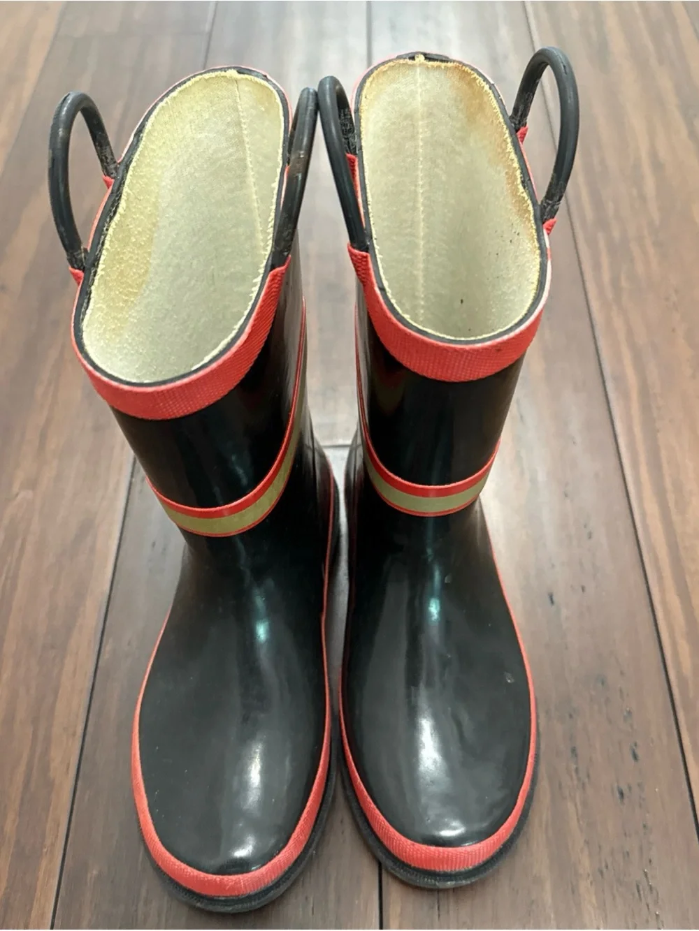 USFD Fire Dept Kids Black & Red Rain Boots Size 1